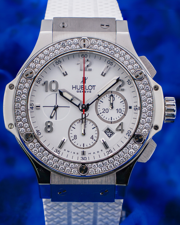 2011 Hublot Big Bang Chronograph “St. Moritz” Diamond Bezel 44MM White Dial Rubber Strap (301.SE.230.RW.114)