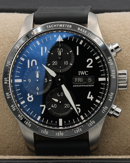 2024 IWC Schaffhausen Pilot Performance Chronograph AMG 41MM Black Dial Rubber Strap (IW388305)