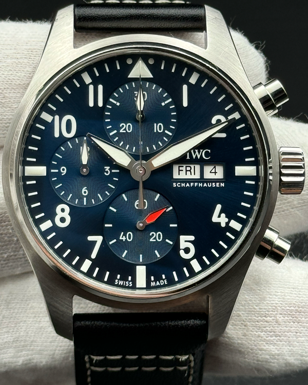 IWC Schaffhausen Pilot Chronograph 41MM Blue Dial Leather Strap (IW388101)