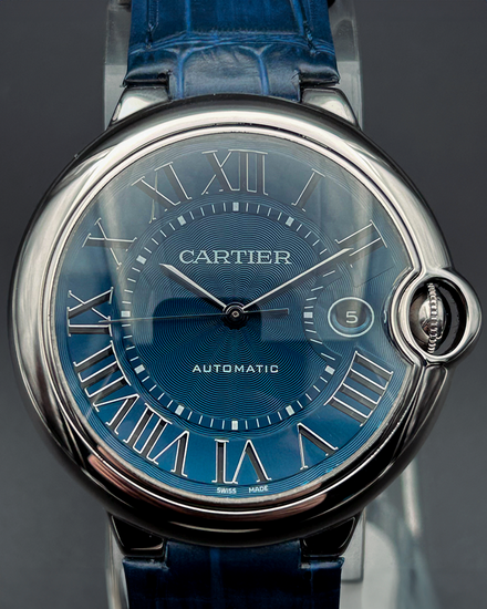2019 Cartier Ballon Bleu 42MM Blue Dial Leather Strap (WSBB0025)