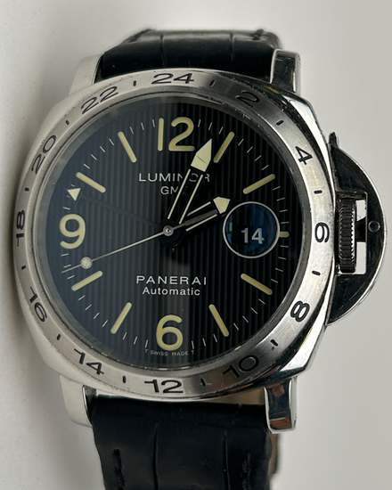 Panerai Luminor GMT 44MM Tuxedo Black Dial Leather Strap (PAM00029)