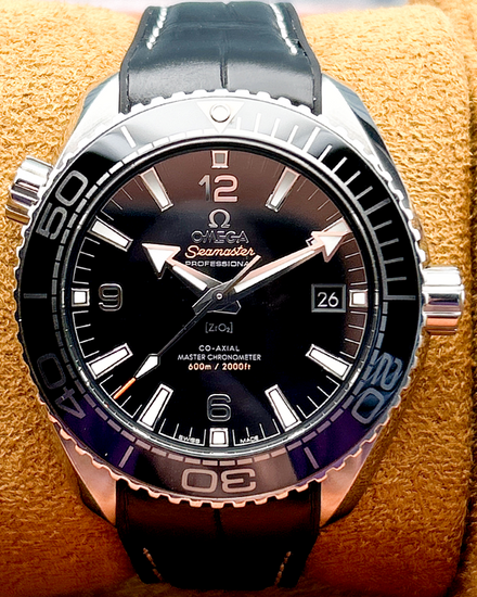 2017 Omega Seamaster Planet Ocean 600M 43.5MM Black Dial Leather Strap (215.33.44.21.01.001)