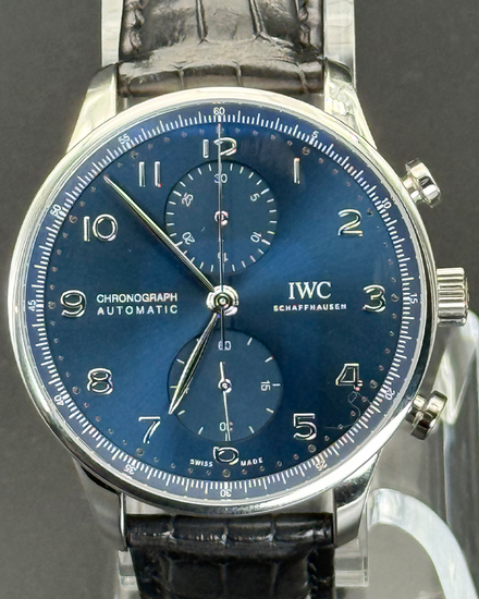 2025 IWC Schaffhausen Portugieser Chronograph 41MM Blue Dial Leather Strap (IW371606)