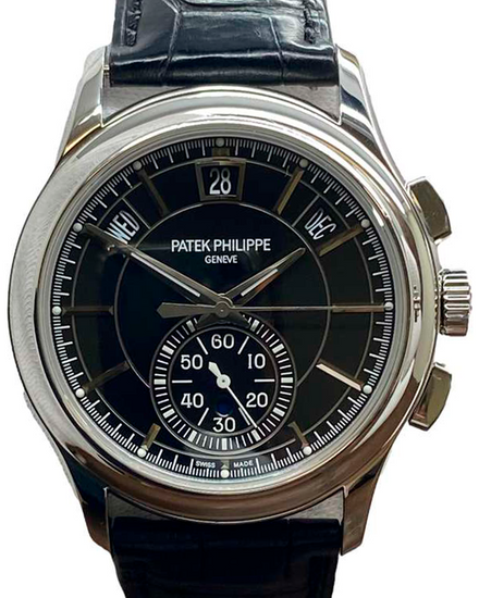2015 Patek Philippe Complications Annual Calendar Chronograph 42MM Black Dial Leather Strap (5905P-010)