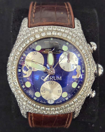 2011 Corum Bubble 45MM Quartz Blue Dial Leather Strap (396.250.20)