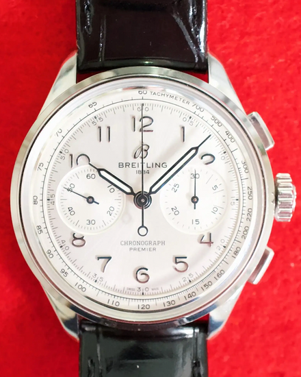 Breitling Premier B09 Chronograph 40MM Silver Dial Leather Strap (AB0930371G1P1)