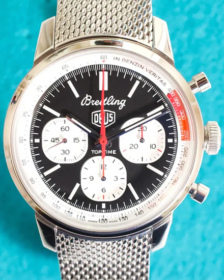 Breitling Top Time B01 Deus 41MM Black Dial Steel Bracelet (AB01765A1B1A1)