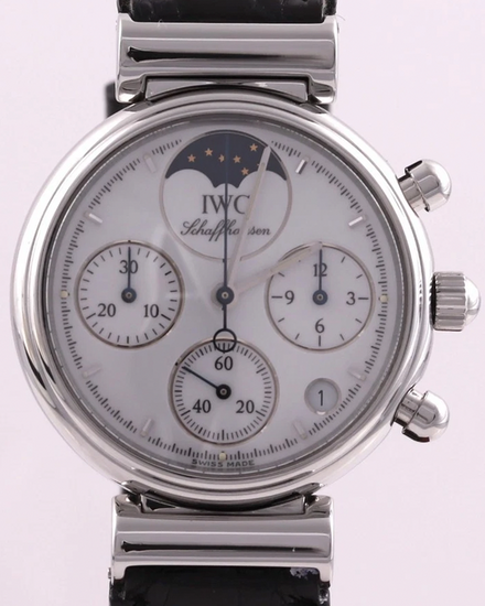 IWC Schaffhausen Da Vinci Chronograph Quartz 29MM White Dial Leather Strap (IW3736)