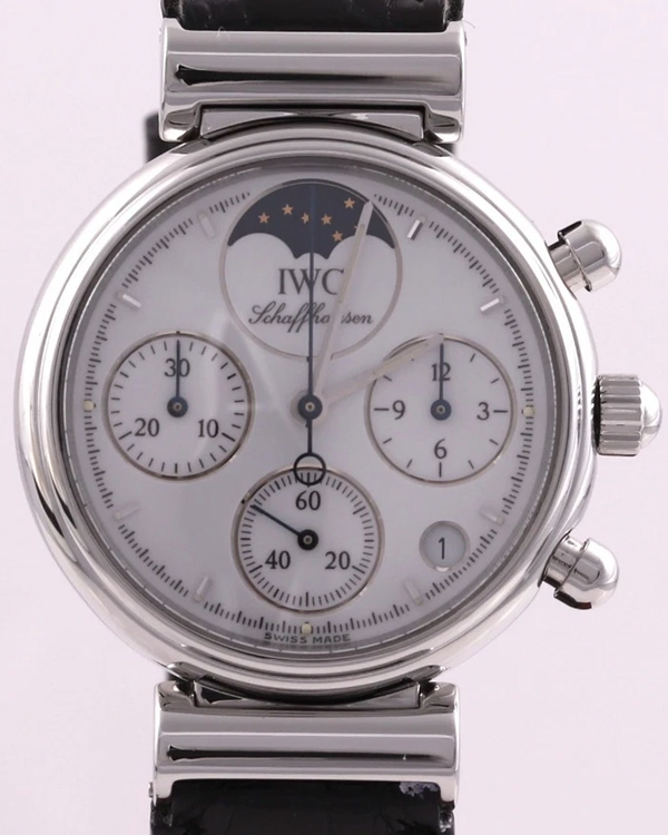 IWC Schaffhausen Da Vinci Chronograph Quartz 29MM White Dial Leather Strap (IW3736)