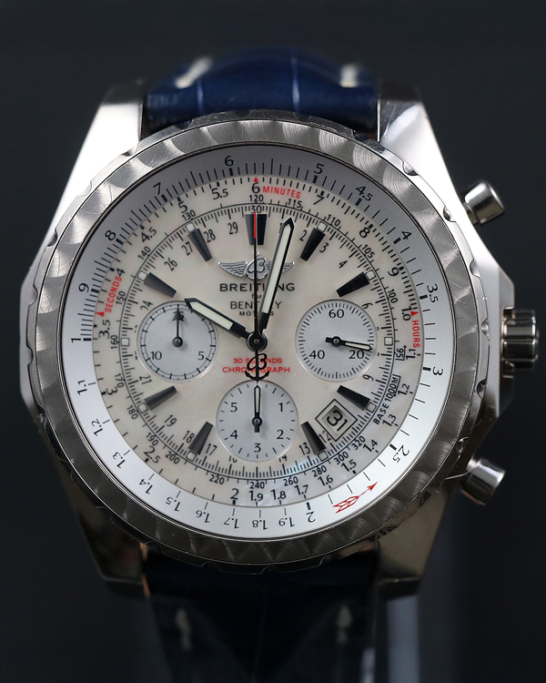 2008 Rare Breitling Bentley Motors L. E. 49MM Mother of Pearl Dial Leather Strap (J25363)