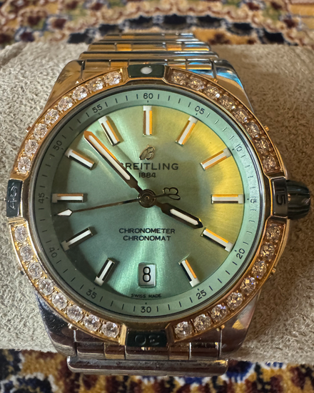 2023 Breitling Super Chronomat 38MM Mint Green Dial Two-Tone Bracelet (U17356)