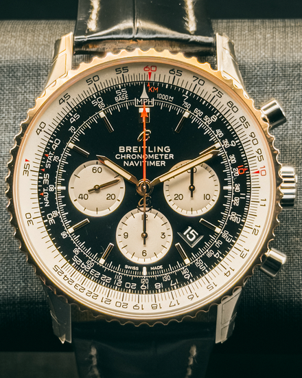 Breitling Navitimer 1 B01 Chronograph 46MM Black Dial Leather Strap (UB0127)