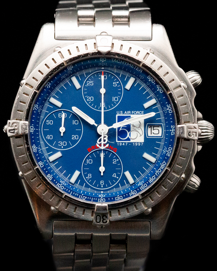 No Reserve - Breitling Chronomat U.S. Air Force 50th Anniversary L.E. 40MM Blue Dial Steel Bracelet (A13050.1)