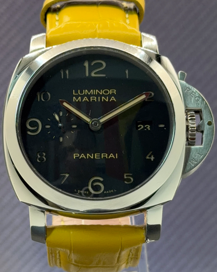 Panerai Luminor Marina 1950 3 Days 44MM Black Dial Aftermarket Leather Strap (PAM00359)