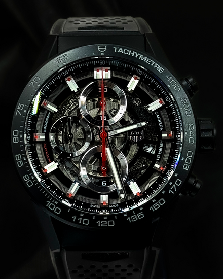 No Reserve - 2021 Tag Heuer Carrera 43MM Skeleton Dial Rubber Strap (CAR2090.FT6088)