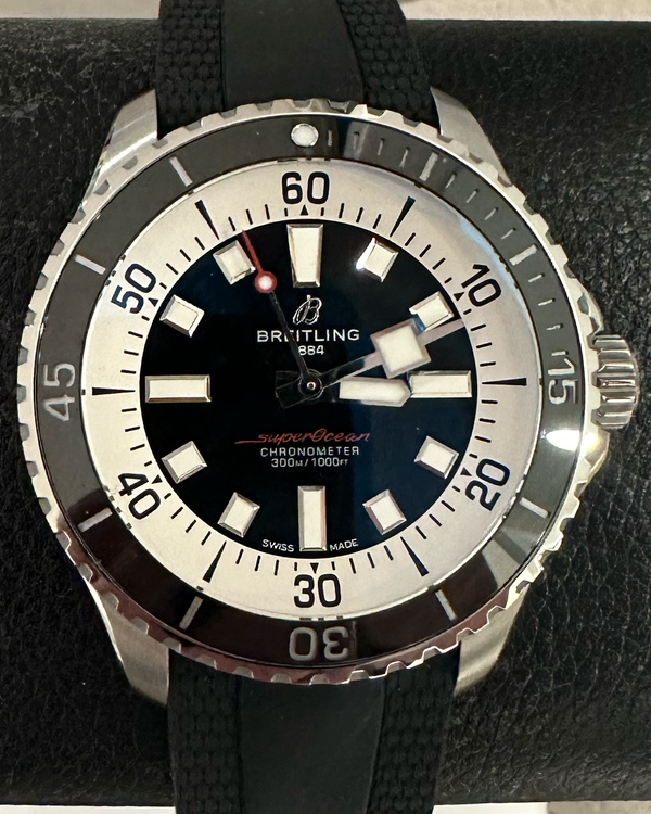2023 Breitling Superocean 44MM Black Dial Rubber Strap (A17376)