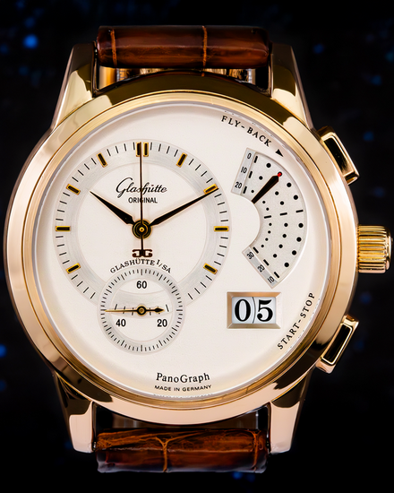 Glashütte Original PanoGraph Flyback 39MM Silver Dial Leather Strap (61-01-01-01-04)
