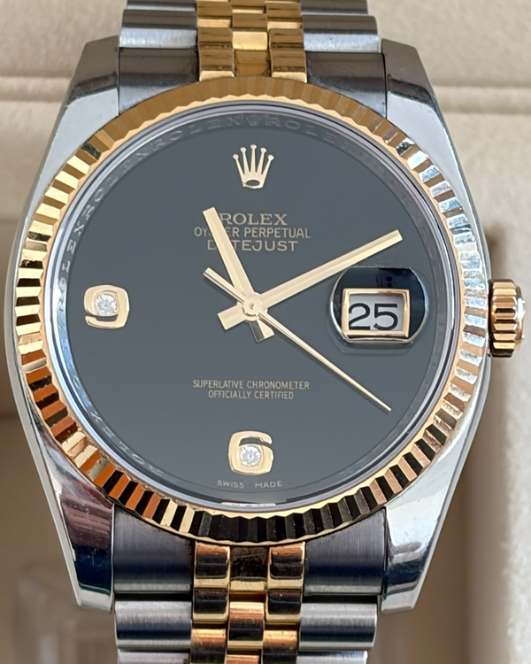 Rolex Datejust 36MM Black Dial Two-Tone Jubilee Bracelet (116233)