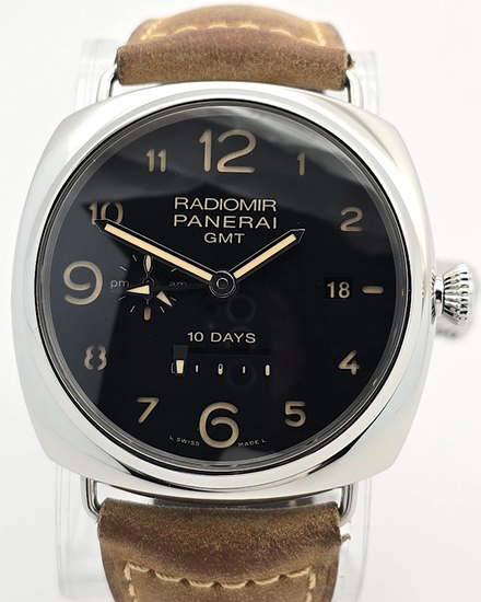 Panerai Radiomir 10 Days GMT Automatic Acciaio “Nagoya Boutique Edition” L.E. 47MM Black Dial Leather Strap (PAM00478)
