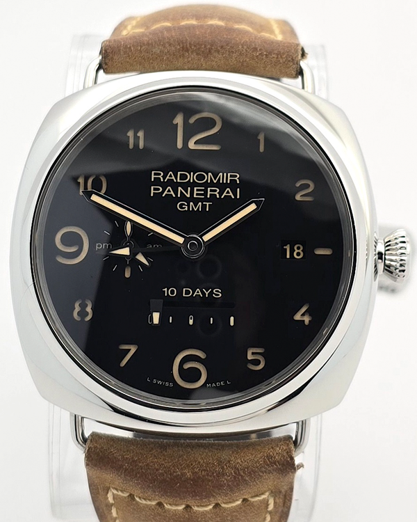 Panerai Radiomir 10 Days GMT Automatic Acciaio “Nagoya Boutique Edition” L.E. 47MM Black Dial Leather Strap (PAM00478)