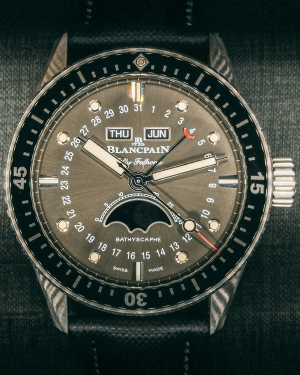 2020 Blancpain Fifty Fathoms Bathyscaphe Quantième Complet Phases de Lune 43MM Grey Dial Textile Strap (5054-1110-B52A)