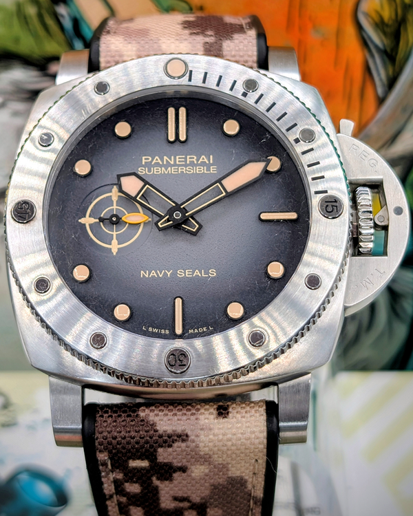2024 Panerai Submersible "Navy SEALs" Boutique Edition 44MM Black Dial Rubber Strap (PAM01518)