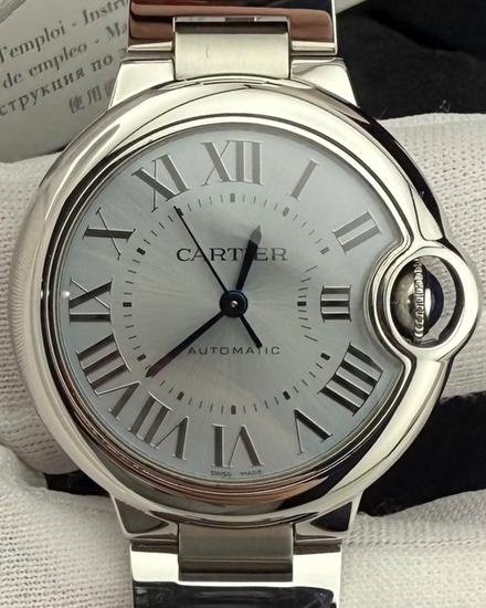 2022 Cartier Ballon Bleu 33MM Ice Blue Dial Steel Bracelet (WSBB0062)