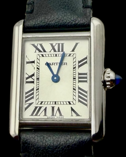 No Reserve - 2022 Cartier Tank Must Solarbeat 29.5MM Quartz Silver Dial Vegan Leather Strap (WSTA0060)