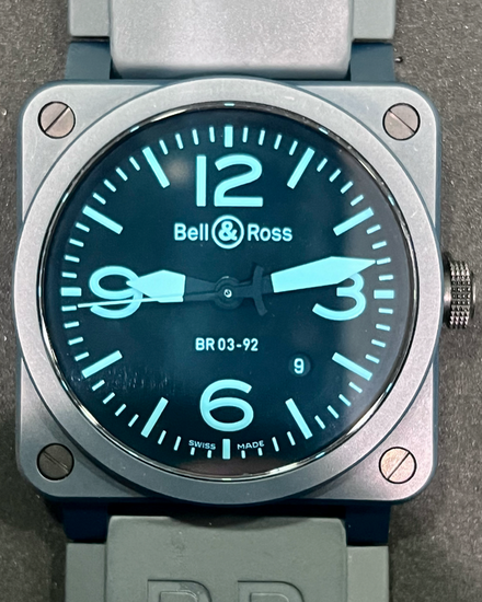 2011 Bell & Ross BR 03-92 Diver 42MM Blue Dial Rubber Strap (BR0392-CERAM-BLUE)