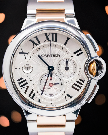 Cartier Ballon Bleu Chronograph XL 44MM Silver Dial Two-Tone Bracelet (W6920063)