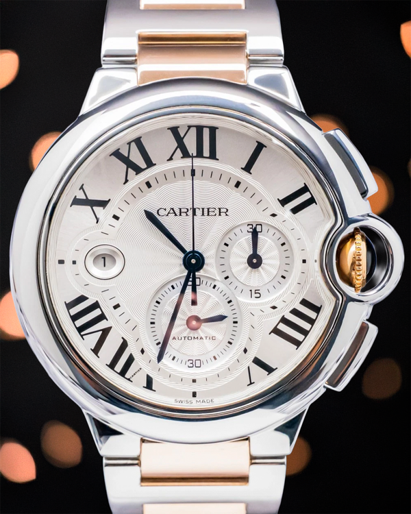 Cartier Ballon Bleu Chronograph XL 44MM Silver Dial Two-Tone Bracelet (W6920063)