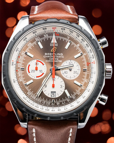 Breitling Chrono-Matic 49MM Brown Dial Leather Strap (A14360)