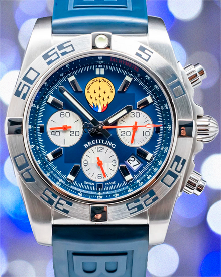 Breitling Chronomat "Patrouille de France" L.E. 44MM Blue Dial Rubber Strap (AB01109E/C886)
