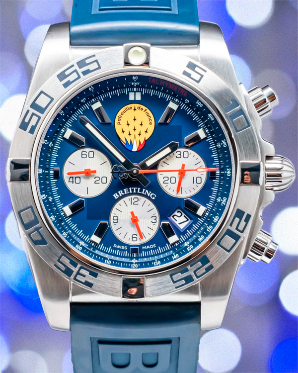 Breitling Chronomat "Patrouille de France" L.E. 44MM Blue Dial Rubber Strap (AB01109E/C886)