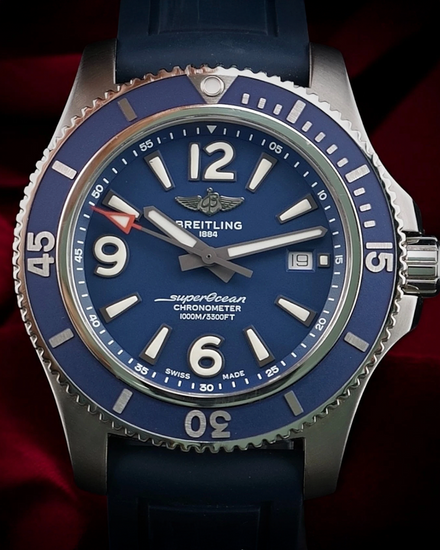 Breitling Superocean 44MM Blue Dial Rubber Strap (A17367D81C1S2)