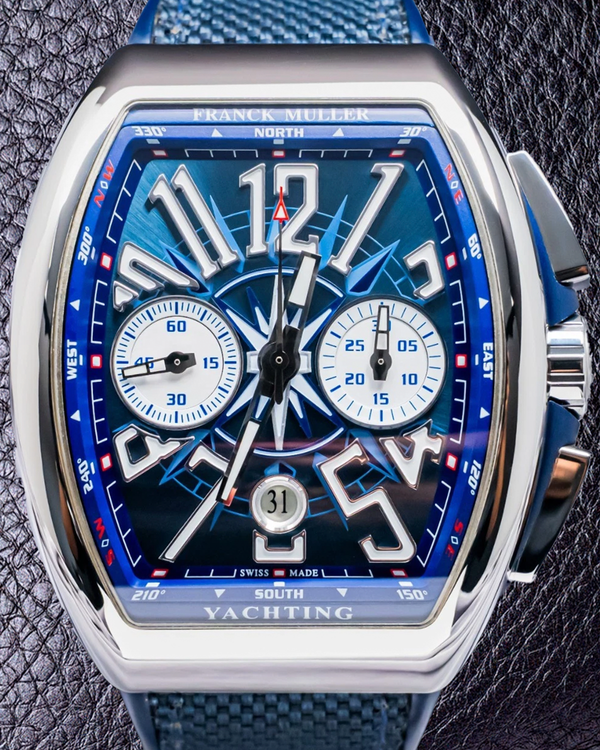 2017 Franck Muller Vanguard Yachting Chronograph 45MM Blue Dial Rubber Strap (V45 CC DT YACHTING AC BL)