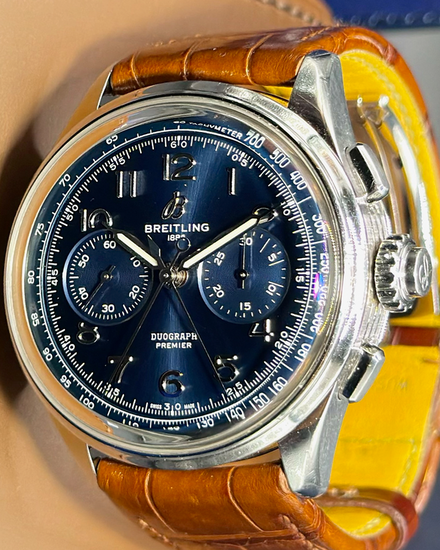 2021 Breitling Premier B15 Duograph 42MM Blue Dial Leather Strap (AB1510171C1P1)