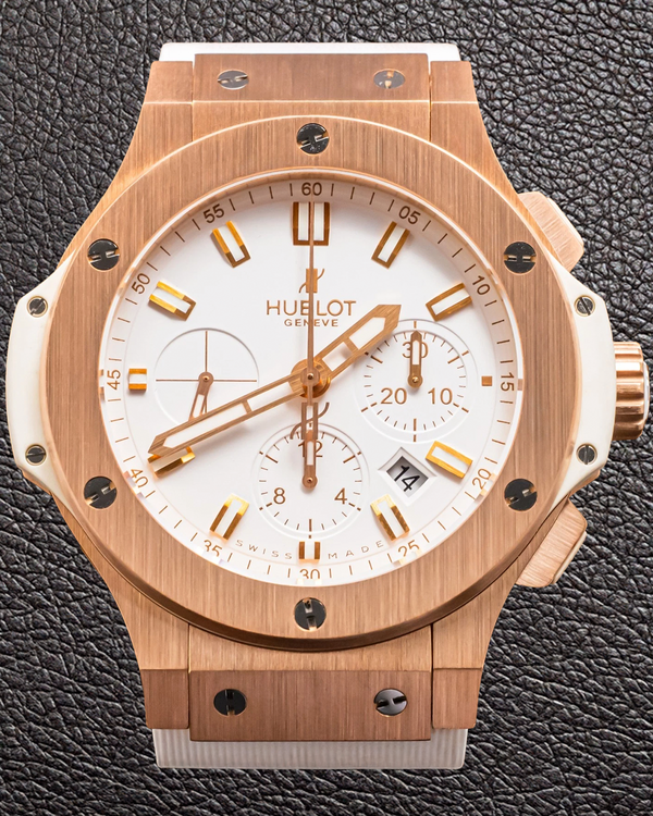Hublot Big Bang Chronograph 44MM White Dial Leather Strap (301.PE.2180.RW)