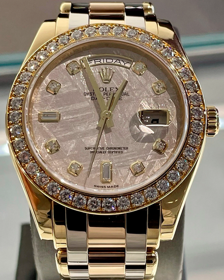 2011 Rolex Day-Date 39MM Meteorite Dial Yellow Gold Pearlmaster Tridor Bracelet (18948)