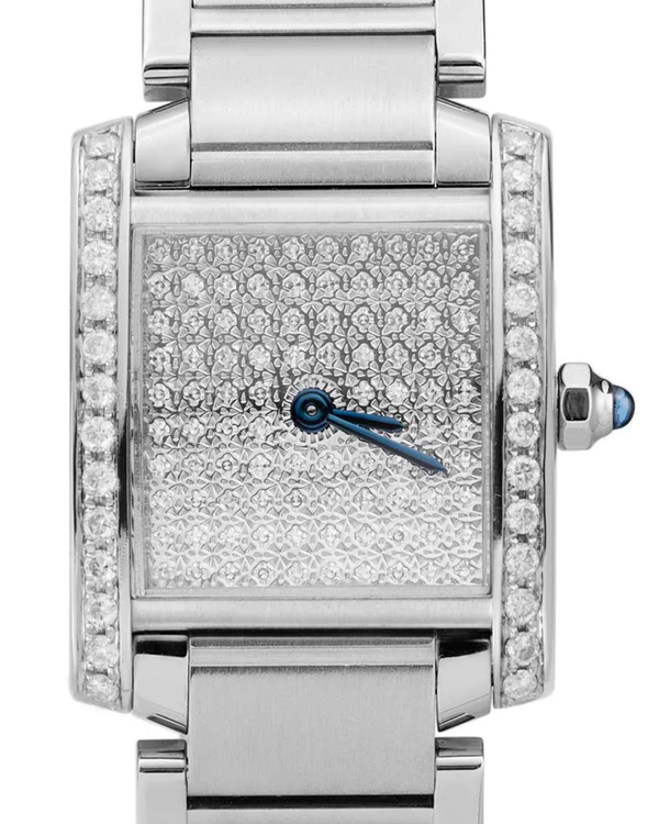 Cartier Tank Française 20MM Quartz Aftermarket Diamond Dial Steel Bracelet (2384)