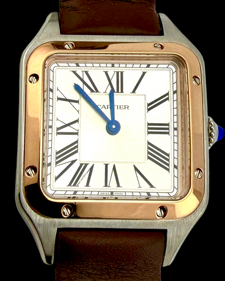 No Reserve - 2024 Cartier Santos Dumont 38MM Quartz Silver Dial Leather Strap (W2SA0020)
