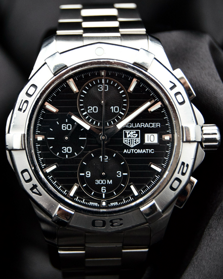 No Reserve - 2013 Tag Heuer Aquaracer 300M Chronograph 42MM Black Dial Steel Bracelet (CAP2110.BA0833)