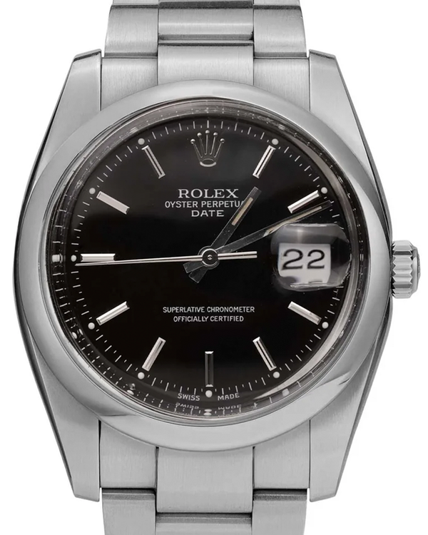 Rolex Oyster Perpetual Date 34MM Black Dial Oyster Bracelet (15000)