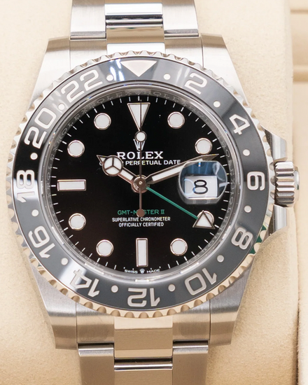 2025 Rolex GMT-Master II "Bruce Wayne" 40MM Black Dial Oyster Bracelet (126710GRNR)