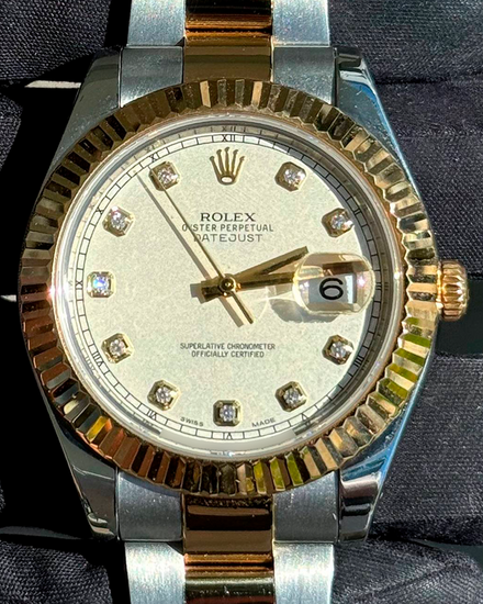 2014 Rolex Datejust II 41MM Ivory Dial Two-Tone Oyster Bracelet (116333)