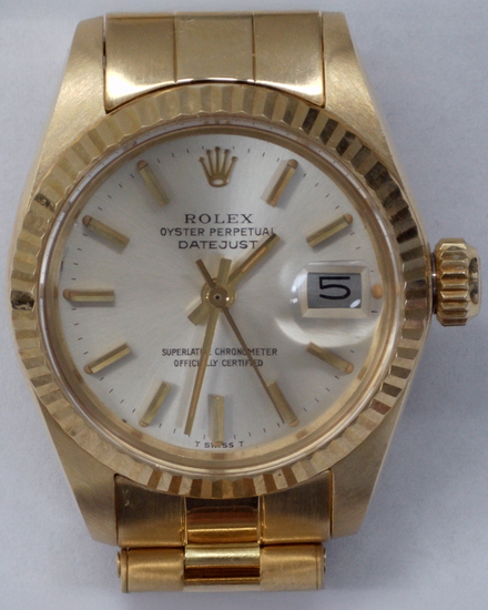 Rolex Lady-Datejust 26MM Silver Dial Yellow Gold Oyster Bracelet (6917)