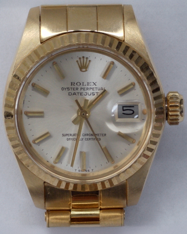 Rolex Lady-Datejust 26MM Silver Dial Yellow Gold Oyster Bracelet (6917)