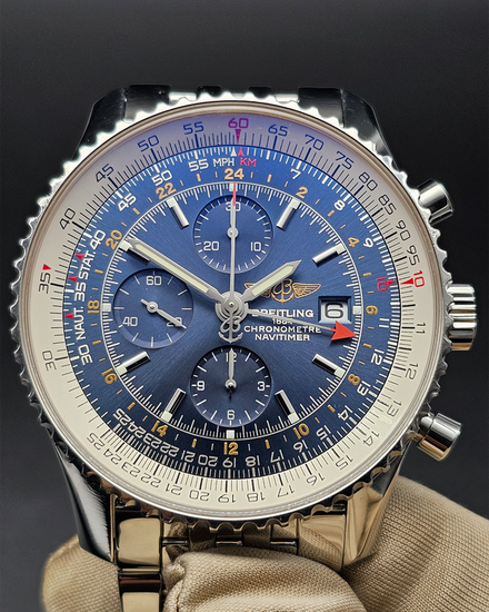 2006 Breitling Navitimer World GMT 46MM Blue Dial Steel Bracelet (A2432212/C561)