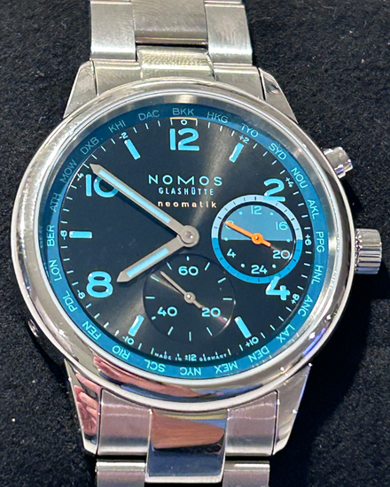 2025 NOMOS Glashutte Club Sport Neomatik Worldtimer Trace L.E. 40MM Black Dial Steel Bracelet (790.S7)
