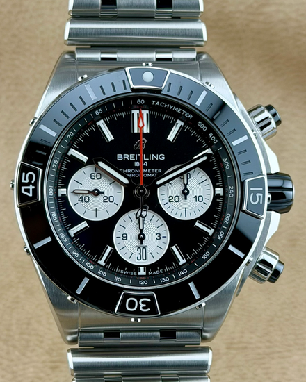 No Reserve - 2025 Breitling Super Chronomat B01 44MM Black Dial Steel Bracelet (AB0136251B1A1)